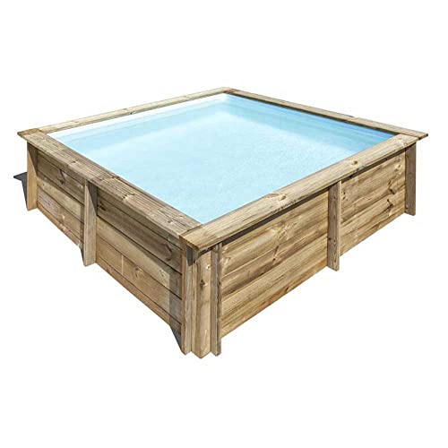 Gre 790000 790000 Piscina de Madera Cuadrada SUNBAY 225 x 225 x 68 cm Con escalera y filtro de Arena 2 m3/h cartucho