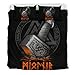 Ensemble De Literie 3 Pièces Décoratif Viking Nordique, Motif Thor's Hammer Mjölnir Imprimé en 3D Ensemble De Housse De Couette Celtique Au Design Moderne De La Renaissance,Noir,220 * 240cm