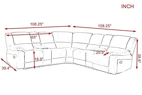 image for YHML Symmertrical Reclining Sectional Sofa Sectional Sofa Power Motion