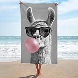 XLinTech Funny Llama Beach Towel for Adults, Soft Microfiber Quick Dry Bath Towel, 31x51 Inch Lightweight Sand Resistant Pool Towel for Travel, Swimming & Vacation Gifts Men Women