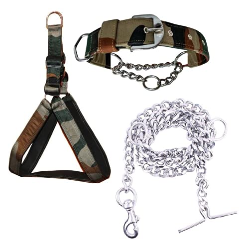 Hachiko:-Imported Best Dog Body Belt Harness+Choke Collar+Chain(Combo of 3) (Large, Army) (B09FT61GSC) Amazon Price History, Amazon Price Tracker