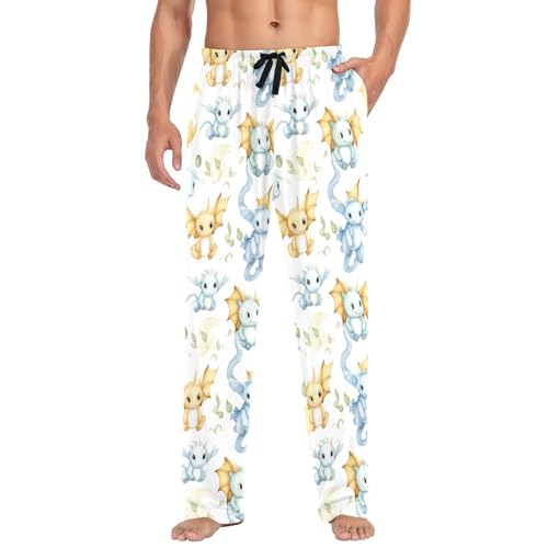Pantalon de pyjama homme dragon ardent avec cordon et poches XXL