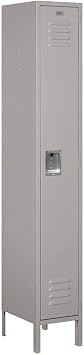 Salsbury Industries 61165GY-U Single Tier 12-Inch Wide 6-Feet High 15-Inch Deep Unassembled Standard Metal Locker, Gray