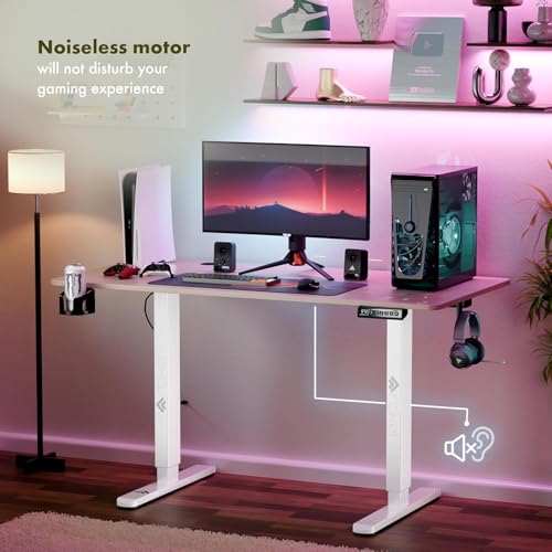 Image of ARTIKEL Artidesk Eco Electric Height Adjustable Table for Office Work & Home-Sit Stand Gaming Desk 80kg Load, Cup Holder, 2 Hooks,Cable Organizer 2Split Tabletop (Light Oak, 100x60 CM)