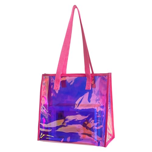 Clear Tote Bag Holographic Tote Bag Iridescent Beach Handbag Waterproof Sandproof for Work Stadium Travel