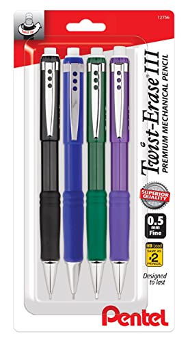Pentel Twist Erase III Premium Mechanical Pencil 0.5mm 4 pack...