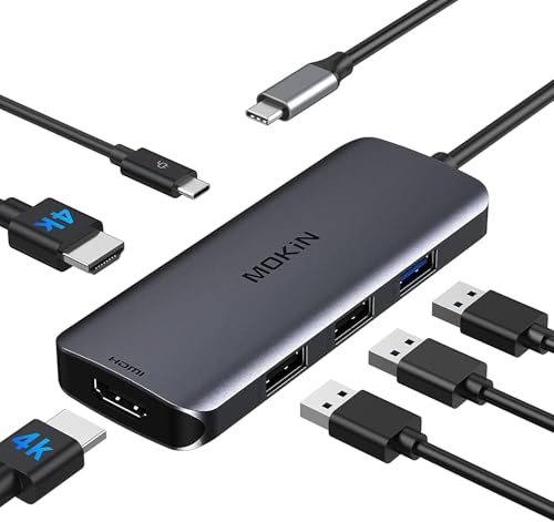 Hub USB C a Dual HDMI adaptador multipuerto con 3 USB y carga PD para doble monitor Windows