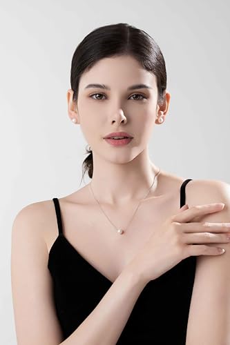 freshwater pearl necklace，silver pearl necklace jewelry，18 + 2 Inch Adjustable 925 silver Chain， white pearl necklace for women Preferred Token4