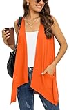 Wiwclo Veryoung Plus Size Sleeveless Cardigans for Women Trendy Lightweight Summer Cardigan Vest Casual Open Front Draped Sweater with Pocket 2026,Orange,3XL