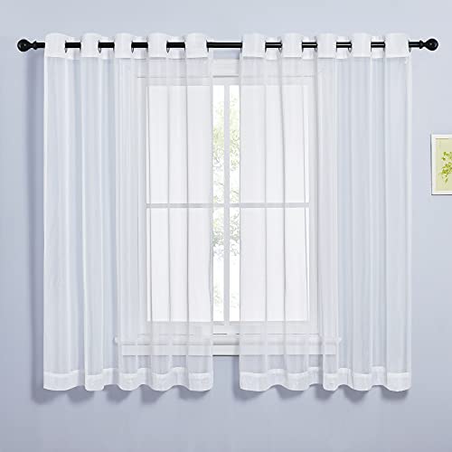 Image of NICETOWN Sheer Curtains for Bedroom Windows 63 inch Length, Grommet Casual Voile Sheer with Light Filter Window Treatments for Living Room, Ivory, 140 inch Wide Total 2 Panels