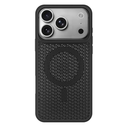 Image of Outlouders Back Cover for iPhone 17 Pro Max | Honeycomb Cooling Design | Silicone Heat Dissipation | Mag-Safe Compatible | Shockproof Camera Protection Bumper Case (Black Mag-Safe)