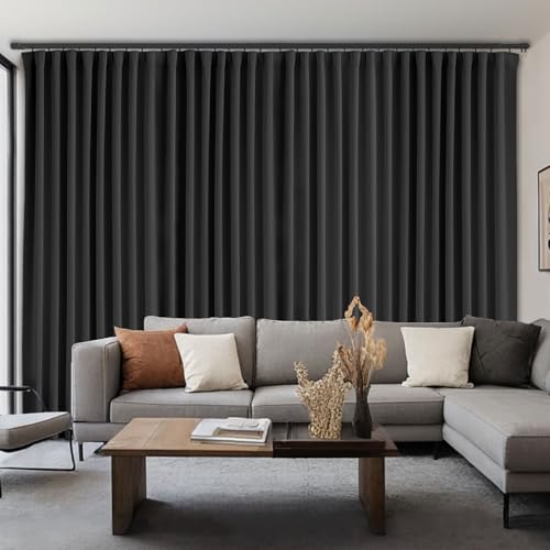 ABBRIGE Home Movie Theater Curtains, Soundproof for Track System or Rod with Hooks, Floor to Ceiling Curtain for Wall Ceiling Mount Track, Privacy Room Divider Curtains, 1 Panel