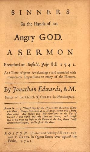 HISTORY GALORE 24x36 Gallery Poster, Edwards, Rev. Jonathan (July 8, 1741), Sinners in The Hands of an Angry God, A Sermon Preached at Enfield