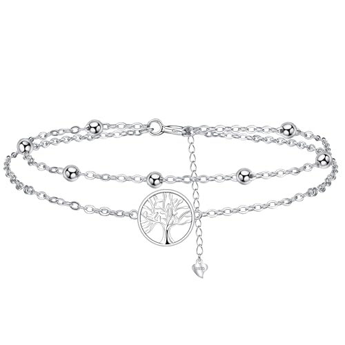 J.MUEN Árbol de la Vida Pulsera Plata de Ley 925 para Mujer Pulseras Doble...