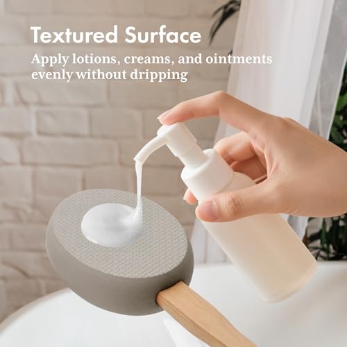 Image of AmazerBath Lotion Applicator for Back, Feet, 4 Replaceable Pads with Long Handle, Back Sunscreen Applicator for Elderly, Women, Apply Cream Medicine Skin Cream Moisturizer Sunscreen Tanner, Gray