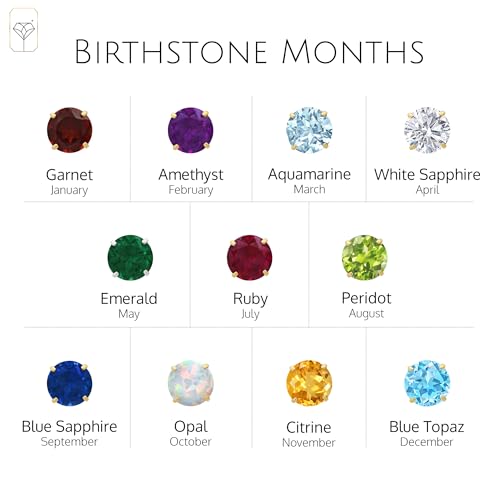 14k Gold 6MM Round Stud Gemstone Earrings | Hypoallergenic Solitaire Gemstone Studs with 14K Gold Backs | Lightweight Birthstone Earrings with Gift Box by MAX + STONE4