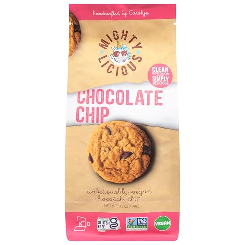 MIGHTYLICIOUS Vegan Chocolate Chip Cookies – Gluten-Free, Dairy-Free, Allergen Friendly, Egg-Free, Non-GMO, Kosher, Preservative-Free – Snack Option for a Guilt-Free Treat - 6.5 Oz (1 Pack)