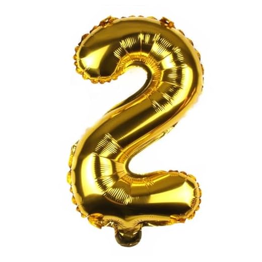 FUNXGO Folienballon Zahl Gold 2 - Zahlen Luftballon Klein 2 - ca. 40cm Nur Luftfüllung - Ideal für Geburtstag, Hochzeit & Party Deko - Ballon Zahl 2 Gold