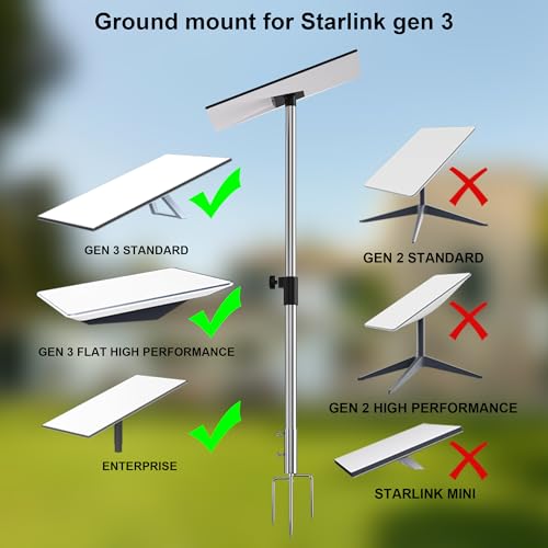 Image of Starlink Gen 3 Pole Mount Kit,Stainless Steel Ground Stand 4.6ft Adjustable