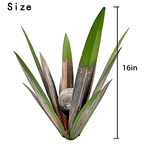 1Pcs Tequila Rustic Sculpture Metal Agave Plant Home Decor Rustic Hand Painted Metal Agave Garden Ornaments Outdoor Decor Figurines Home Yard Decorations Lawn Ornaments（Multi-Color Led Solar Light ） #TOP1
