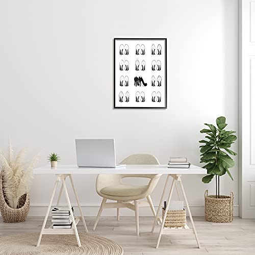 Image of 'Bold Bow Heels Standout Glam Fashion Shoes'| Framed Giclee Art | Stupell Industries | Black, 24 x 30 Inches, Easy to Hang and Sturdy, Made in USA, by Martina Pavlova