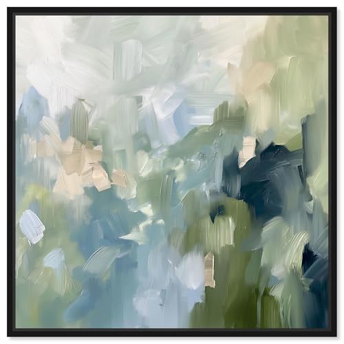 Art Remedy Minted Brush Canvas Minimal Abstracts, Black Frame, 20" x 20"
