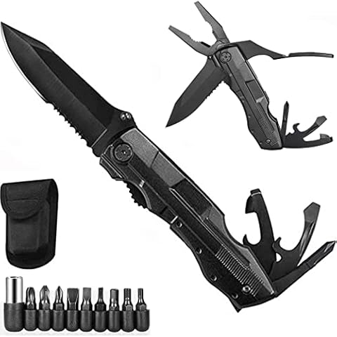 5 in 1 Multifunktionsmesser, Faltbares Multi-Tool Taschenmesser Multifunktions Taschenwerkzeug in Langlebigem Schwarzen Edelstahl Camping Gadgets Cover