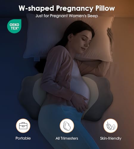 Image of Pregnancy Pillows for Sleeping, Memory Foam Maternity Pillow Support for Back Belly HIPS, Adjustable Travel Wedge Pillow for Pregnant Women, Side Sleeping Pregnant Pillows with Velvet Cover