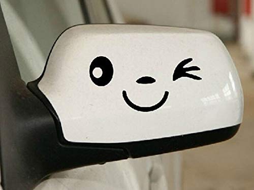 Allicere Cute Smile Face Decal Sticker For Auto Car Trucks,Motorcycle,Side Mirror L+R Rearview(Black) #TOP2
