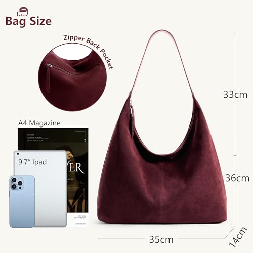 Image of KALIDI Casual Tote Bag Vegan Leather Hobo Zipper Work Bag Weekender Shoulder for Women Shoulder Travel Purse