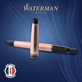 Waterman Expert Pióro wieczne | Metaliczny lakier w kolorze różowego złota z wykończeniem rutenowym | cienka stalówka ze stali nierdzewnej powlekana PVD | niebieski atrament | z pudełkiem prezentowym