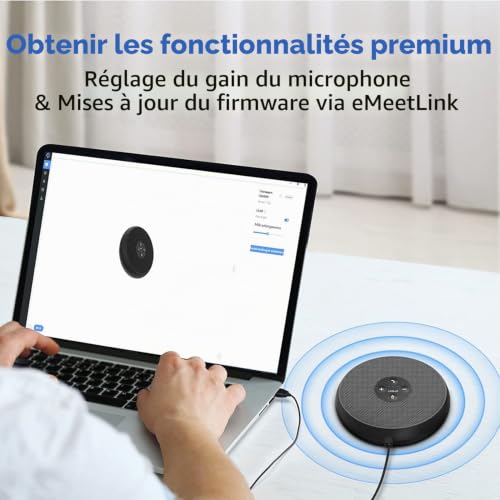 eMeet Haut-Parleur de conférence USB - M1A Haut-Parleur pour PC avec réduction du Bruit pour 1 à 4 Personnes, Einceinte avec 2 Microphone à 360°, Plug and Play pour Win/OS/Linux et Skype, Zoom, etc. – vue 7