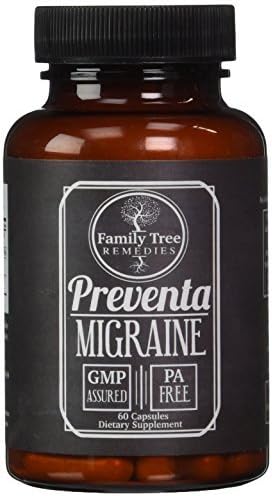 Preventa Migraine- with PA Free Butterbur Root (Petasites), Magnesium, Riboflavin, and Feverfew- 60 capsules by Family Tree Remedies