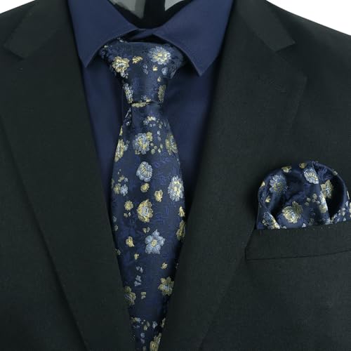 Image of Alizeal Mens 3 Pcs Long Sleeve Shirts Set | Pocket Square Necktie Perfect for Weddings Business Daily Wear