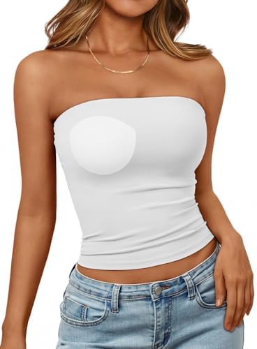 AUTOMET Double Lined Tube Top with Built in Bra Summer Backless S...