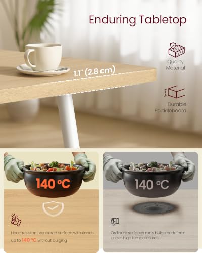 Image of VASAGLE 70.9 inch Dining Table for 6-8 People, Modern Kitchen Table, Heat-Resistant Tabletop, Quick Assembly, for Dining Room, Golden Oak and Cloud White, Island Collection UKDT108Y101S