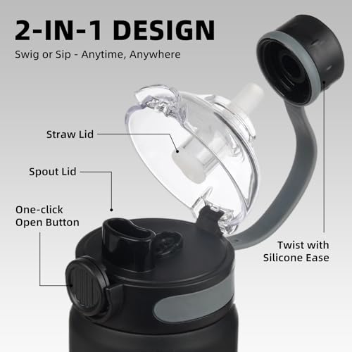 Image of Konokyo 32 oz Insulated Stainless Steel Water Bottle with Straw Lid