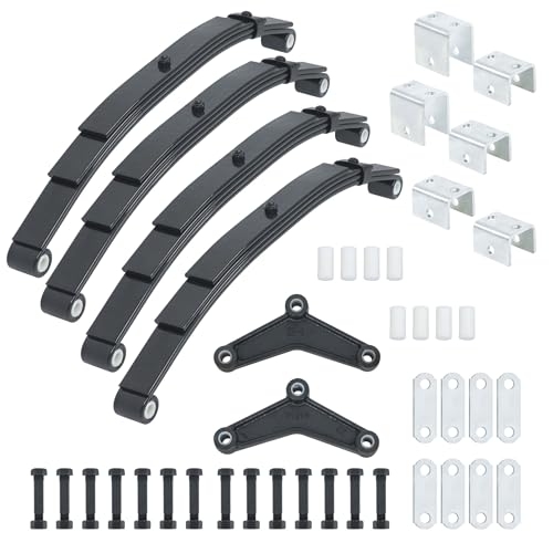 Thomletha 5000lbs Tandem Trailer Axle Suspension Kit - 4 Leaves 2500lbs Trailer Double Eye Spring Equalizers Kit Hangers Kit Shackle Straps Kit