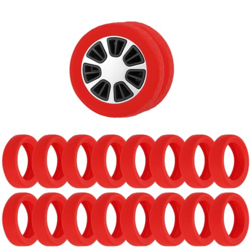 Image of 16 Pack Luggage Wheel Protection Cover, Wear Resistant Anti Noise Silicone Protector Cover for 2-3 inch Spinner Wheel for Suitcase Chairs Caster Travel, Red