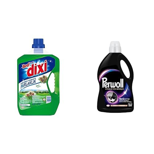 Bref Dixi Çam Kokulu 2500 ml Yüzey Temizleyici (1 x 2500 ml) ve Perwoll Yenileme Siyahlar için Sıvı Deterjan 54 Yıkama 2.97 Lt
