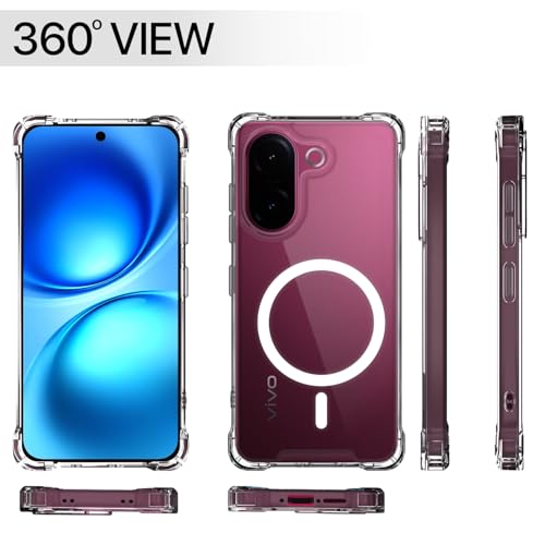 Image of Amazon Basics Back Cover for Vivo V60e 5G / Vivo V60 5G Mag-Safe Shockproof PC + TPU Protective Case Magnetic Support Bumper Case (Transparent Mag-Safe)