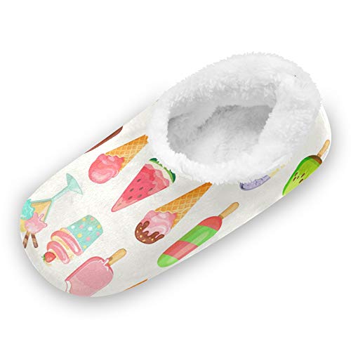 TropicalLife LUCKYEAH - Pantuflas de verano para casa de helados para mujeres y hombres, zapatillas de pies peludos, cómodas y cálidas de espuma viscoelástica para interiores y exteriores, p