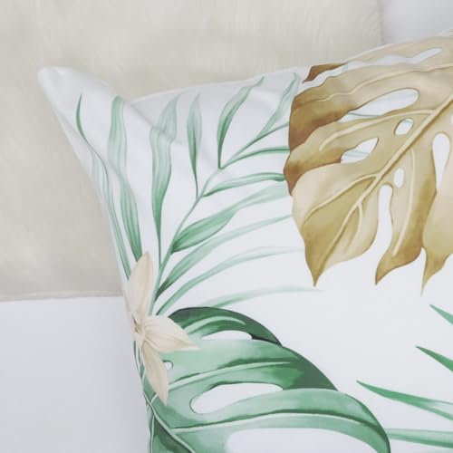 Bonhause BHP0263B Tropical Leaves Throw Pillow Covers 18 X 18 Inch Green Brown Leaf Summer Decorative Pillow Cases Soft Velvet Cushion Covers thumb #3