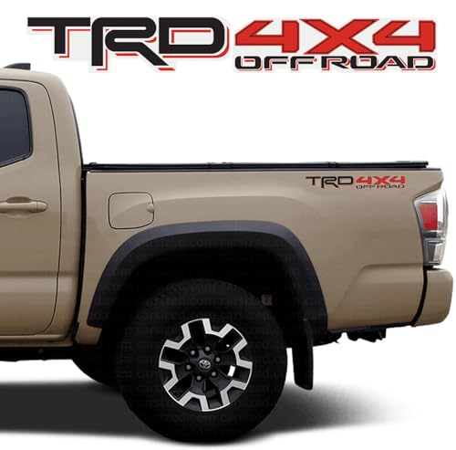 Image of GRITKULTURE Removable TRD 4x4 Offroad Bedside Graphic Vinyl Decals 2 Pack for Drivers and Passenger Side Universal Year Tacoma and Tundra, 4runner Replacement with Squeegee Easy Installation (RED)