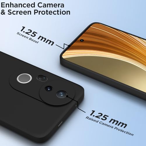 Image of Outlouders Back Cover for Vivo T4 Ultra 5G | Camera Protection | Durable Soft Matte Silicone Bumper Case (Black)