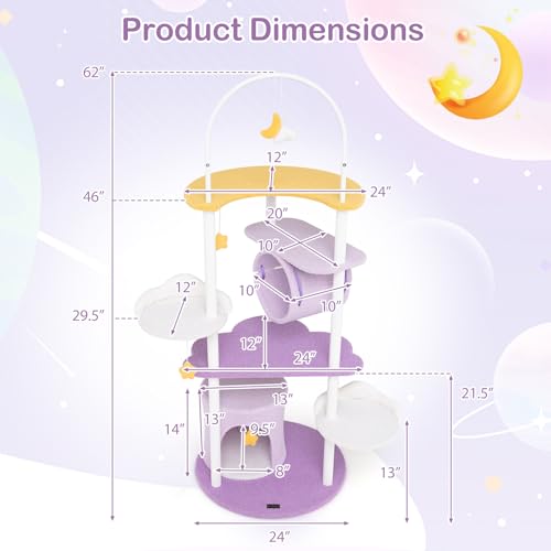 Árbol para Gatos PETSITE 62 pulgadas Fiesta de Luna y Estrellas miniatura 4