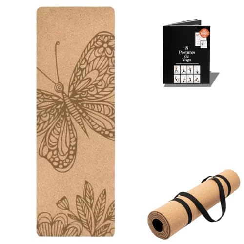Tapis de yoga premium en liège naturel de 183x61cm pour le fitness