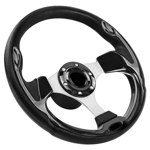 Acclcors 317mm/12.5inch Boat Steering Wheel, 3/4 Inch Axis Marine Steering Wheel Adapter for Marine Boats, Vessels, Yachts,Pontoon Boats