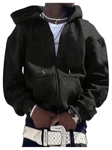 GORGLITTER Men's Zip Up Hoodie Long Sleeve Hooded Sweatshirt with Pocket