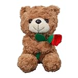 Teddy Bears Rose Bear, 20cm Sitting Style Holding Flowers Bear for Girlfriend Plush Toy Cuddly Cute Flower Bears Anniversary Valentines Gifts Birthday Gifts for Wife Girlfriend For ages 15 and up
